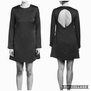 OLIVACEOUS Keyhole Back Satin Shift Dress